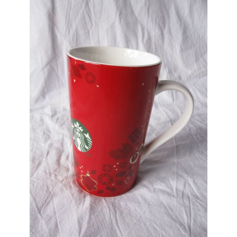 Starbucks 16 oz tall 2013 Red/Green Christmas‎ Siren Poinsettia Coffee Cup Mug